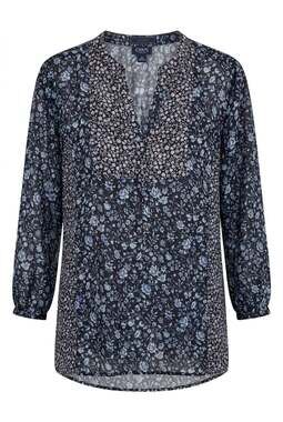 Chaps Denim Floral Print Long Sleeve Blouse Size XL
